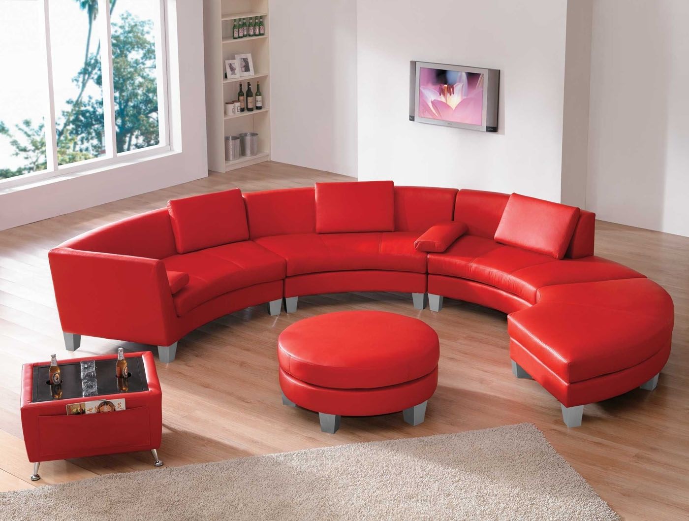 Curved Contemporary Leather Sofa Red — Contemporary Furniture In Red Leather Sectionals With Chaise (Photo 10 of 15)