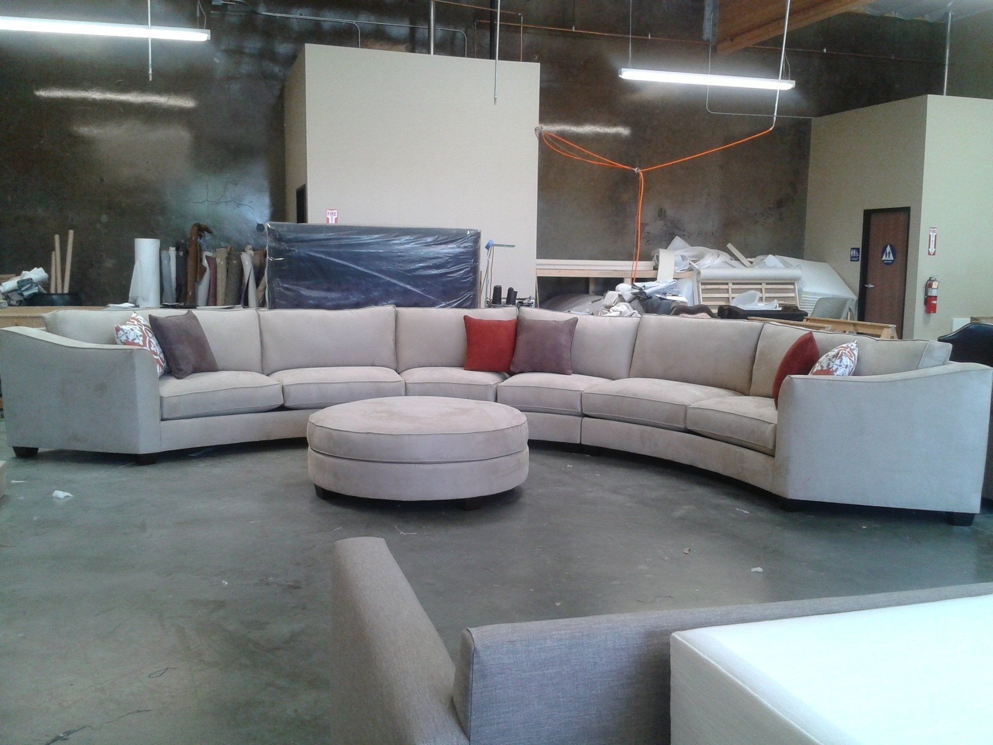 Curved Sectional Sofa Set Rich Comfortable Upholstered Fabric In Pertaining To Round Sectional Sofas (View 6 of 10)