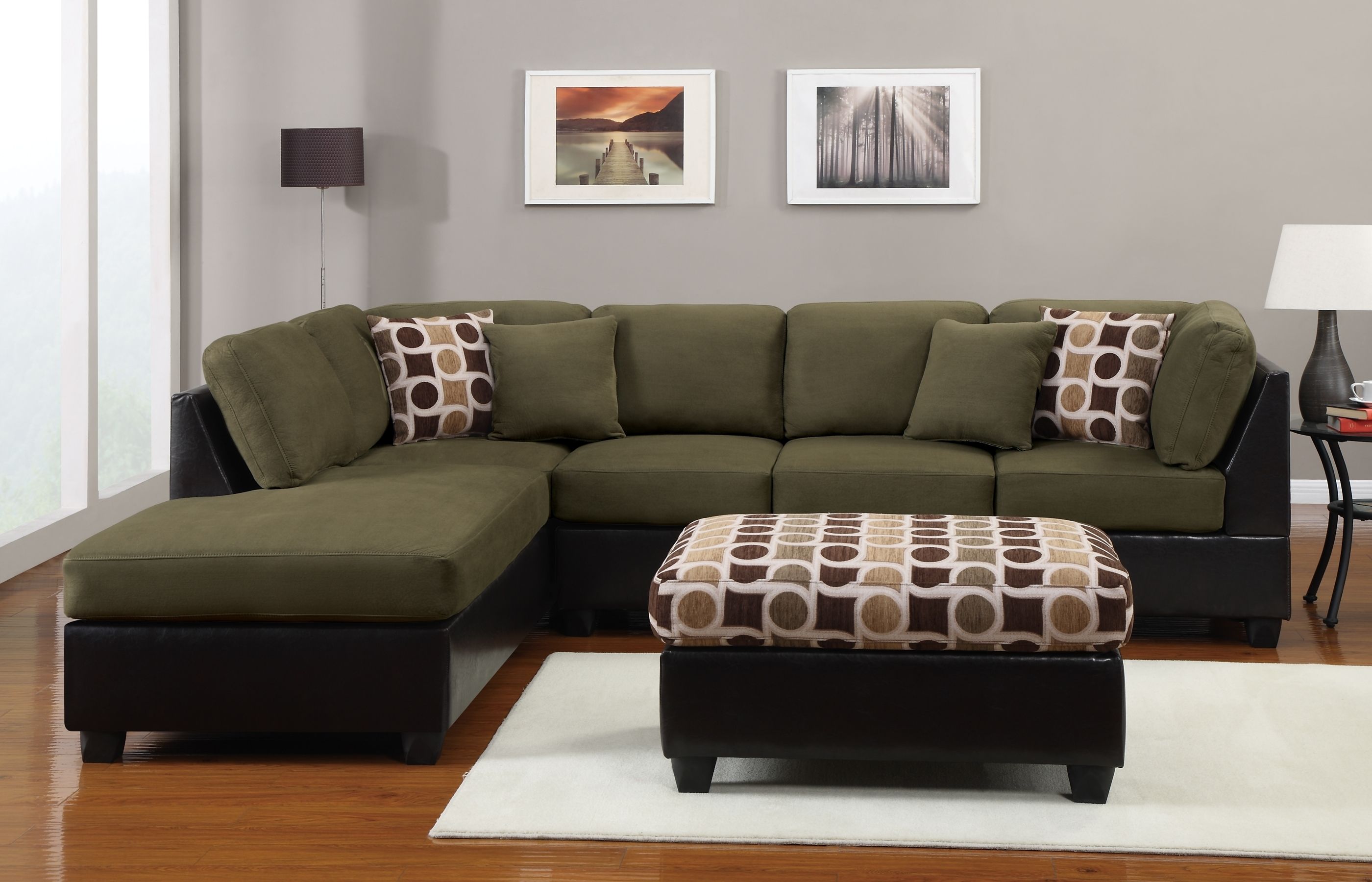 Dark Green Sectional Sofa • Sectional Sofa Within Green Sectional Sofas With Chaise (View 7 of 10)