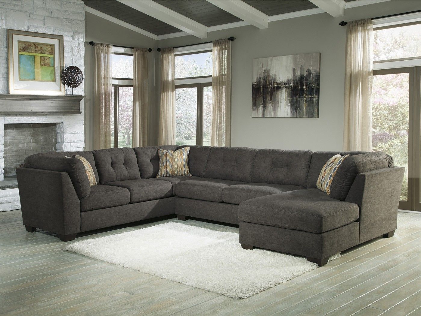 Delta City Steel 3 Piece Sectional Sofa With Right Arm Facing Chaise In Elk Grove Ca Sectional Sofas (View 6 of 10)