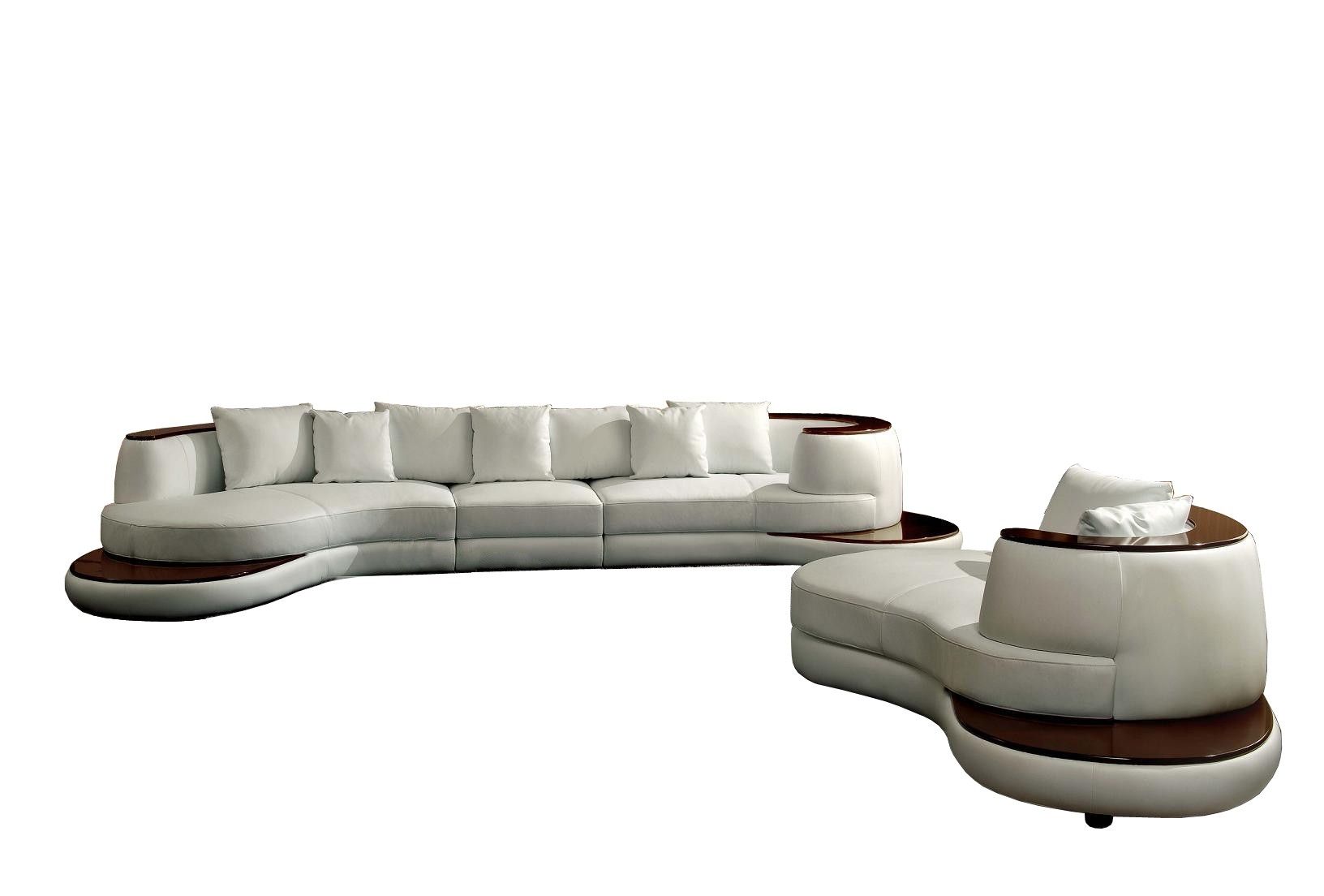 Divani Casa Rodus Rounded Corner Leather Sectional Sofa With Intended For Rounded Sofas (View 2 of 10)