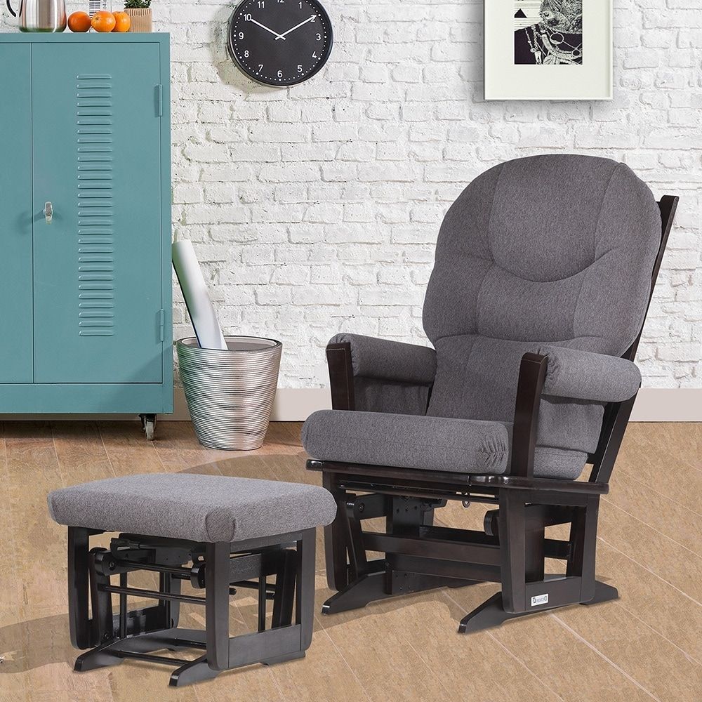 Dutailier Espresso/ Dark Grey Modern Glider And Ottoman Set – Free Pertaining To Gliders With Ottoman (View 15 of 15)