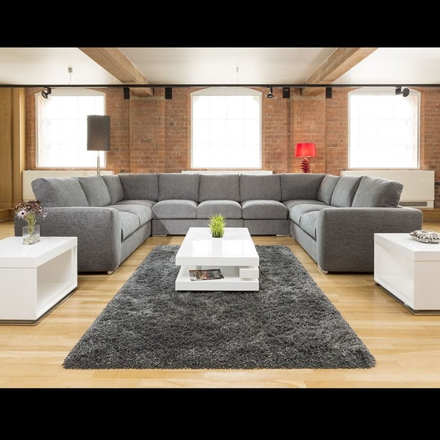 Extra Large Cinema Sofa Set Settee Corner Group U Shape Grey 4.0x2 With Regard To Huge U Shaped Sectionals (Photo 9 of 15)