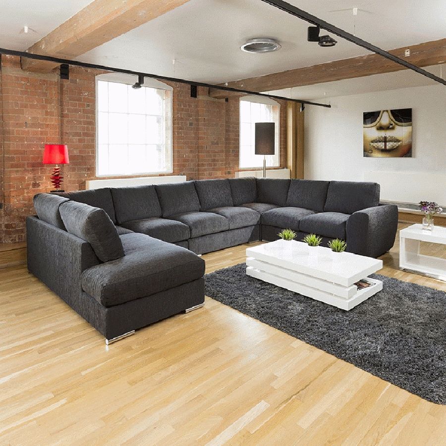 Extra Large Sofa Set Settee Corner Group U / L Shape Black 4.0 X 2.6 Regarding Extra Large Sofas (Photo 4 of 10)