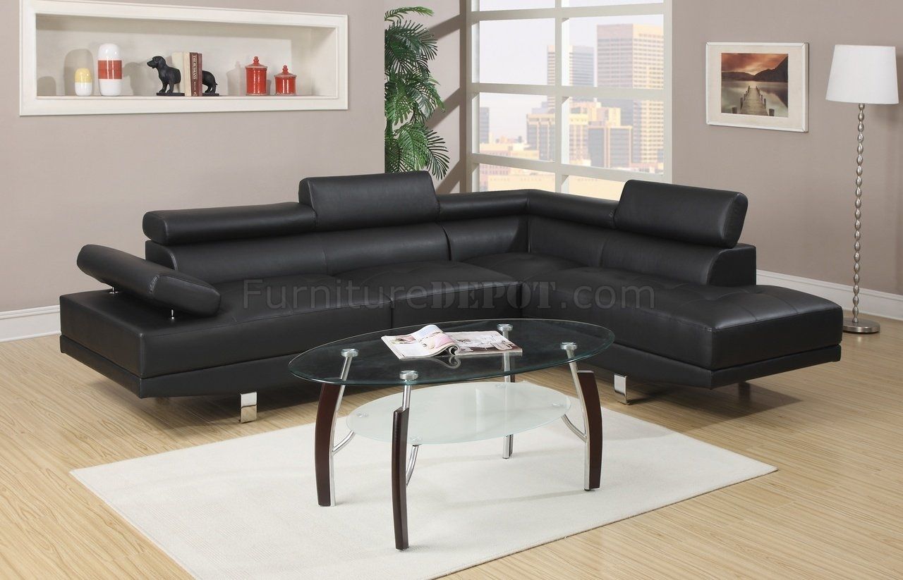 F7310 Sectional Sofaboss In Black Leatherette With Black Sectional Sofas (View 5 of 15)
