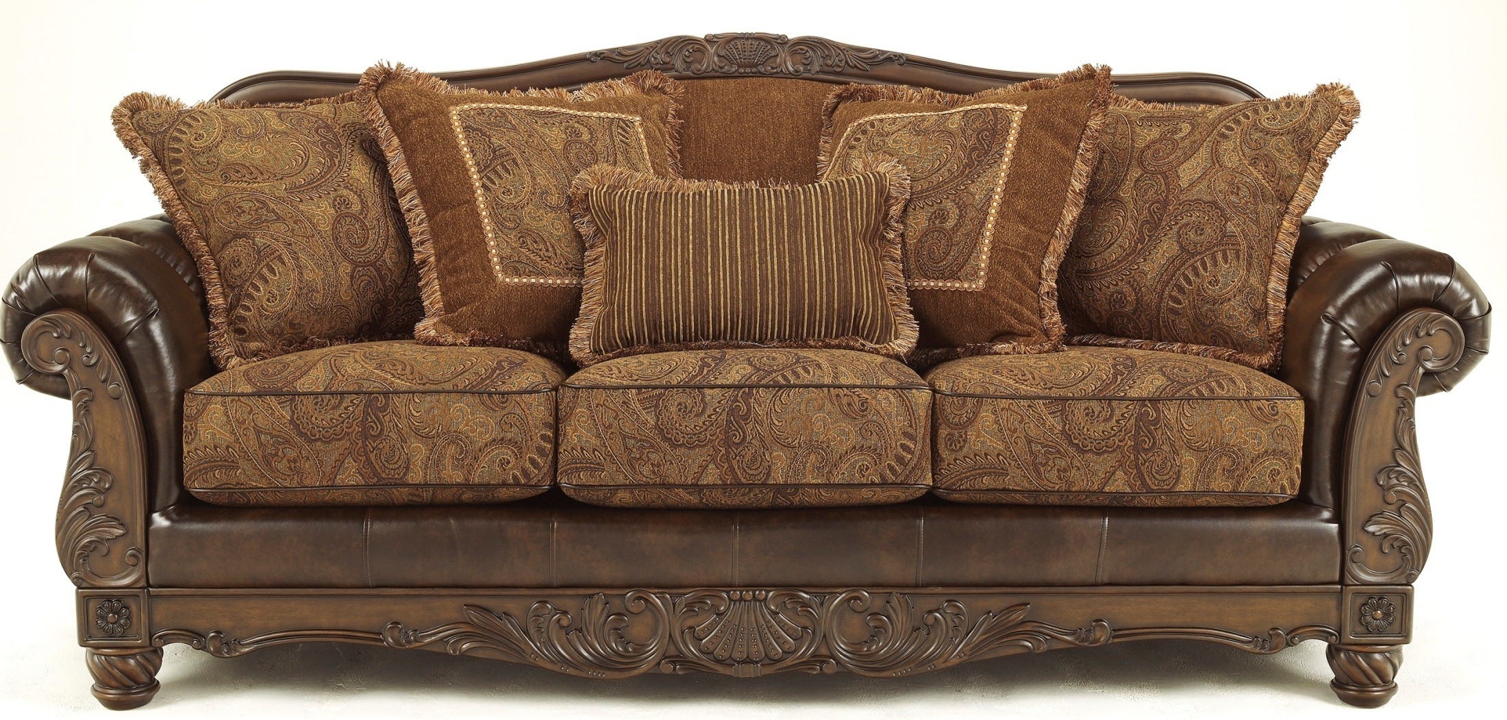 Fresco Durablend Antique Sofa From Ashley (6310038) | Coleman Furniture Throughout Antique Sofas (Photo 1 of 10)