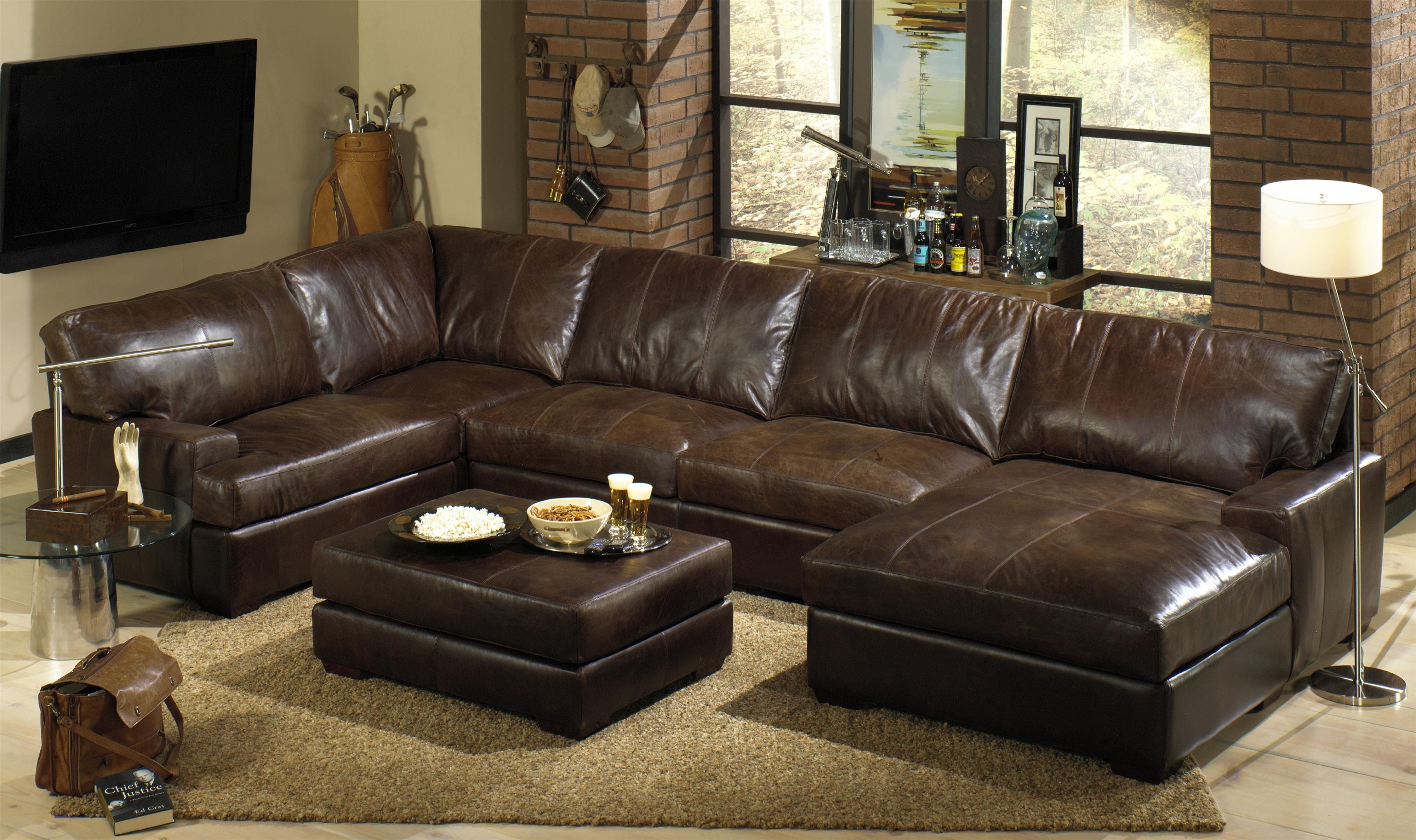 Featured Photo of 15 Collection of Leather Sectionals with Chaise and Ottoman
