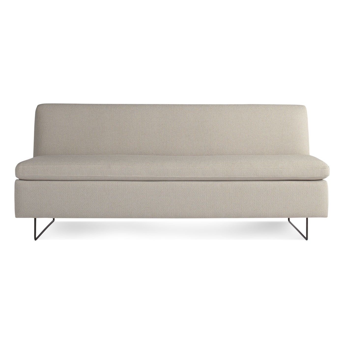 Furniture: Linen Upholstered Armless Sofa For Modern Living Room Design Within Small Armless Sofas (View 7 of 10)