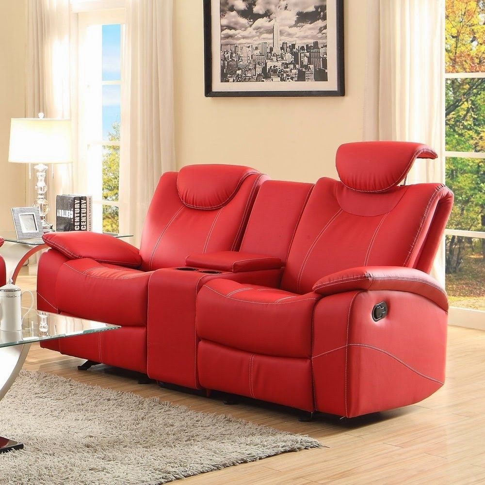 Featured Photo of 2024 Popular Red Leather Reclining Sofas and Loveseats