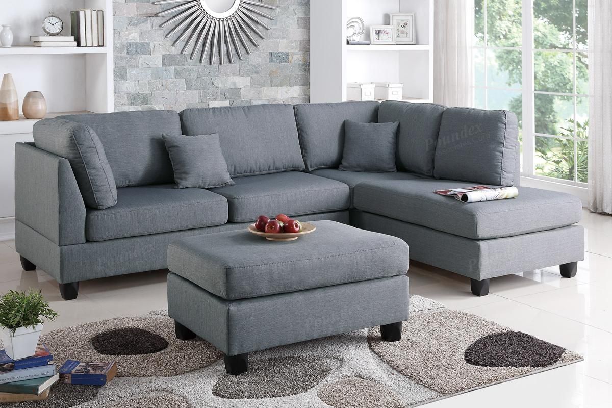 Grey Fabric Sectional Sofa And Ottoman – Steal A Sofa Furniture Pertaining To Sofas With Chaise And Ottoman (Photo 4 of 10)