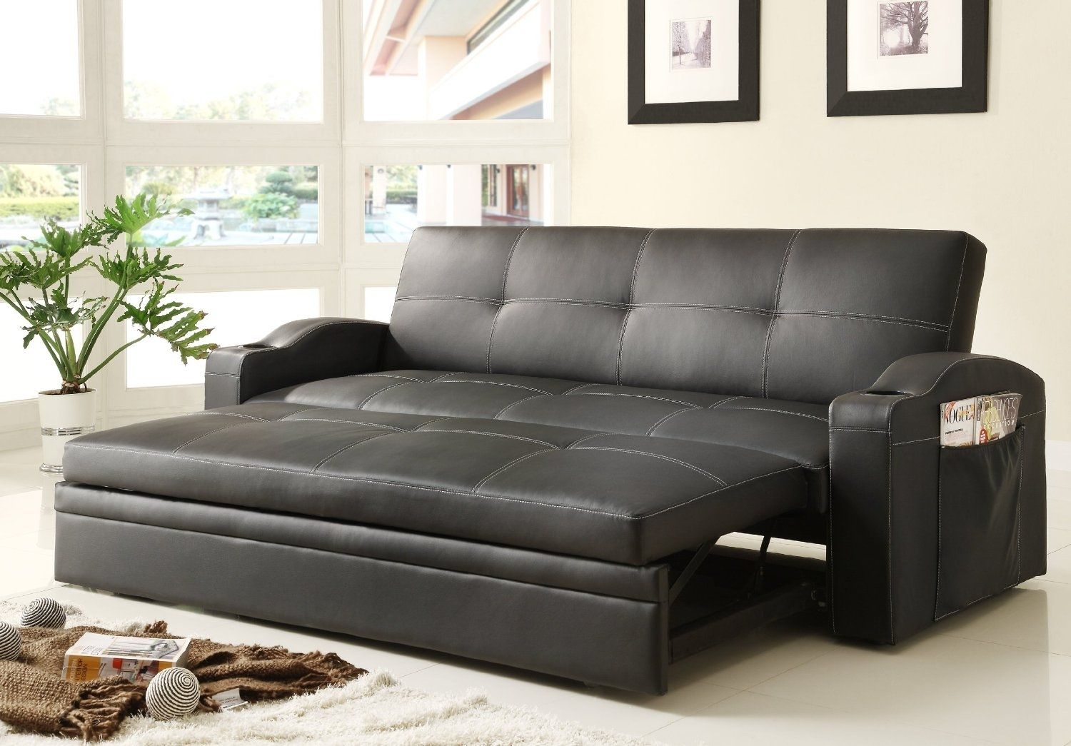 trundle leather convertible sofa