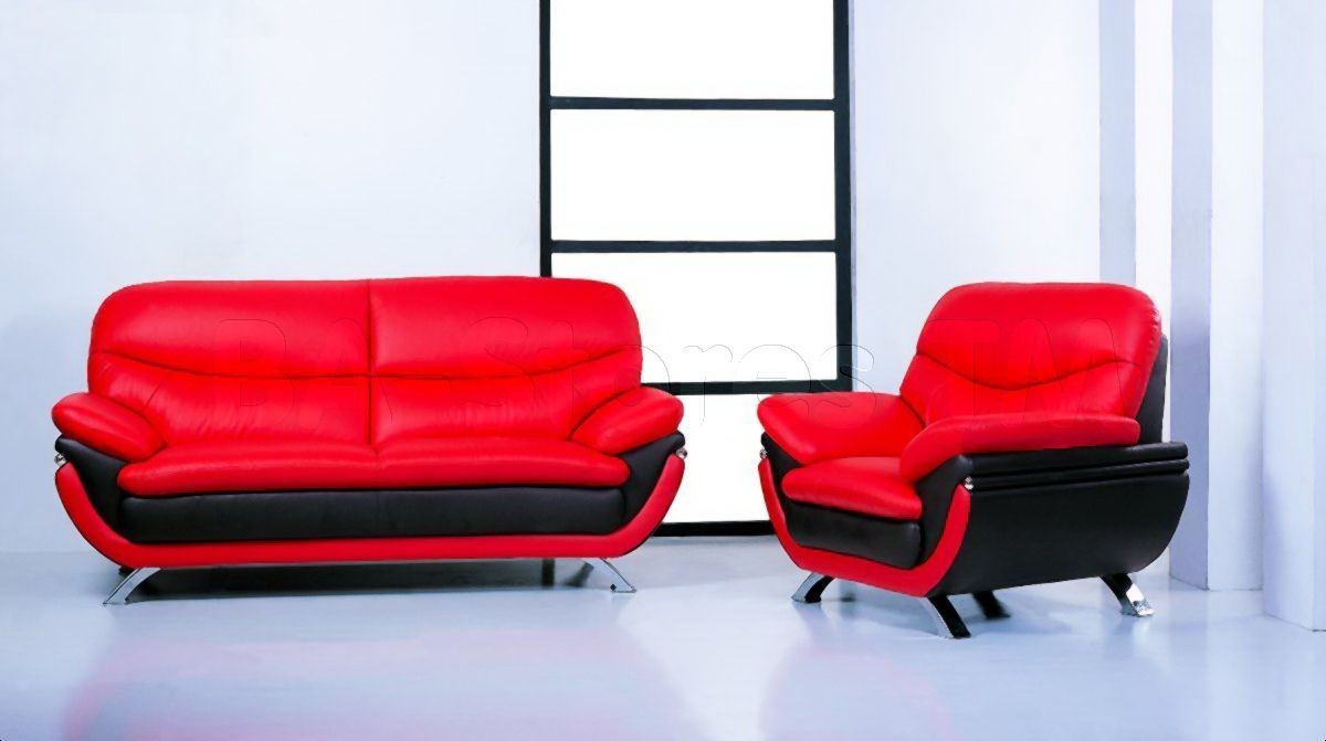 Jonus Sofa And Loveseat Set | Black/red Leather – $1,878.00 Intended For Red Leather Sofas (Photo 12 of 15)