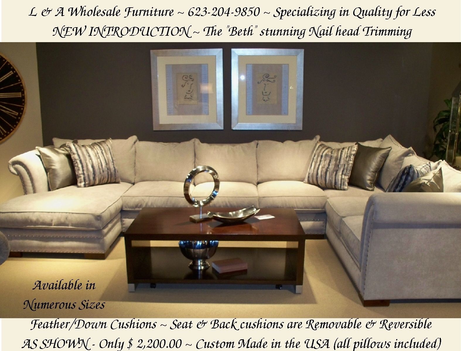 L & A Wholesale Furniture Glendale Arizona Direct Web Link Http Throughout Down Feather Sectional Sofas (View 5 of 10)