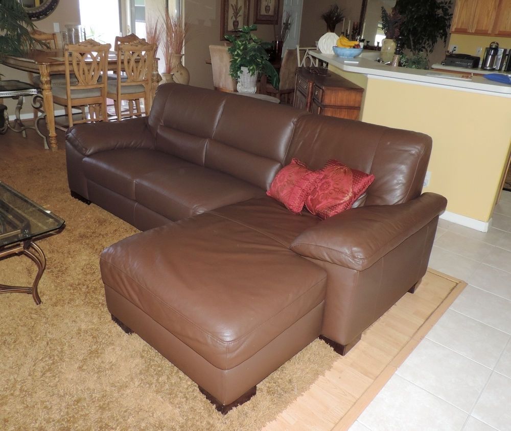 Macy's Italsofa Two Piece Chocolate Leather Sectional Sofa*we Ship Pertaining To Macys Leather Sectional Sofas (View 5 of 10)