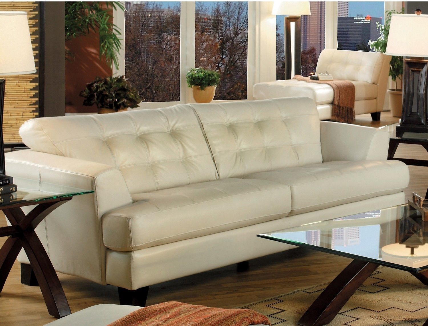 Main Floor. Avenue Genuine Leather Sofa – Ivory | The Brick | Home Within The Brick Leather Sofas (Photo 4 of 10)