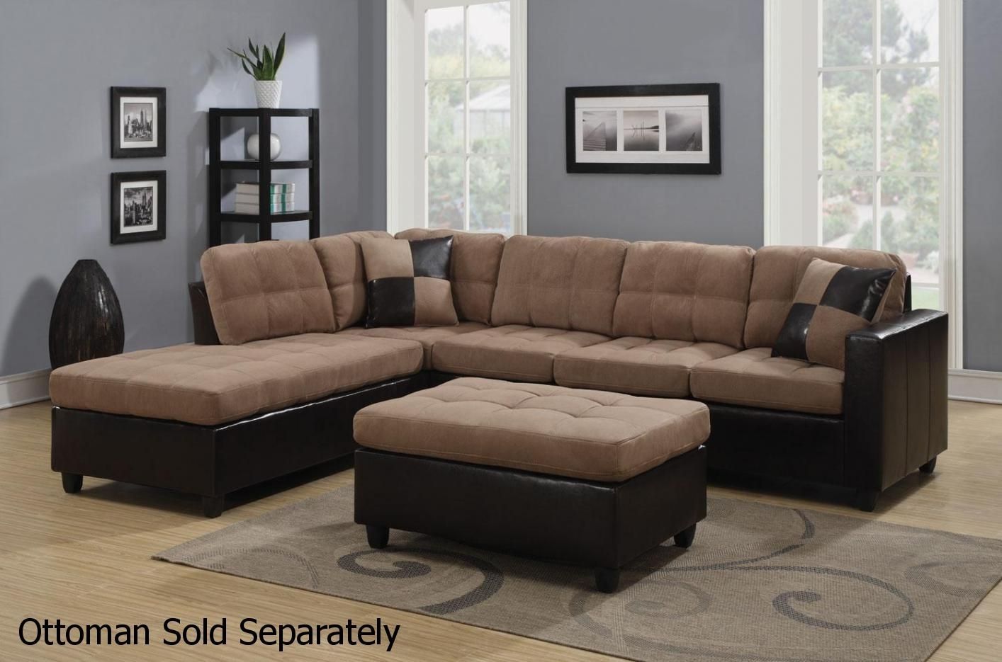 Mallory Beige Leather Sectional Sofa – Steal A Sofa Furniture Outlet Intended For Beige Sectional Sofas (Photo 1 of 15)