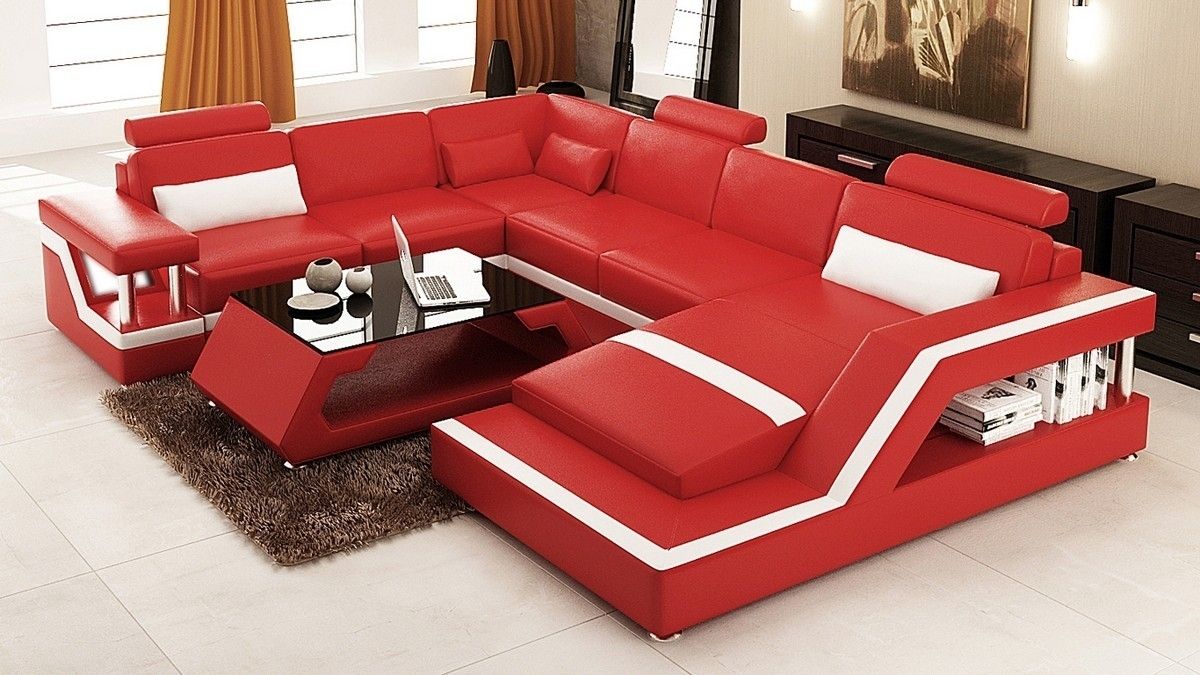 Modern Red Leather Sectional Sofa • Leather Sofa Inside Red Leather Sectional Couches (View 11 of 15)