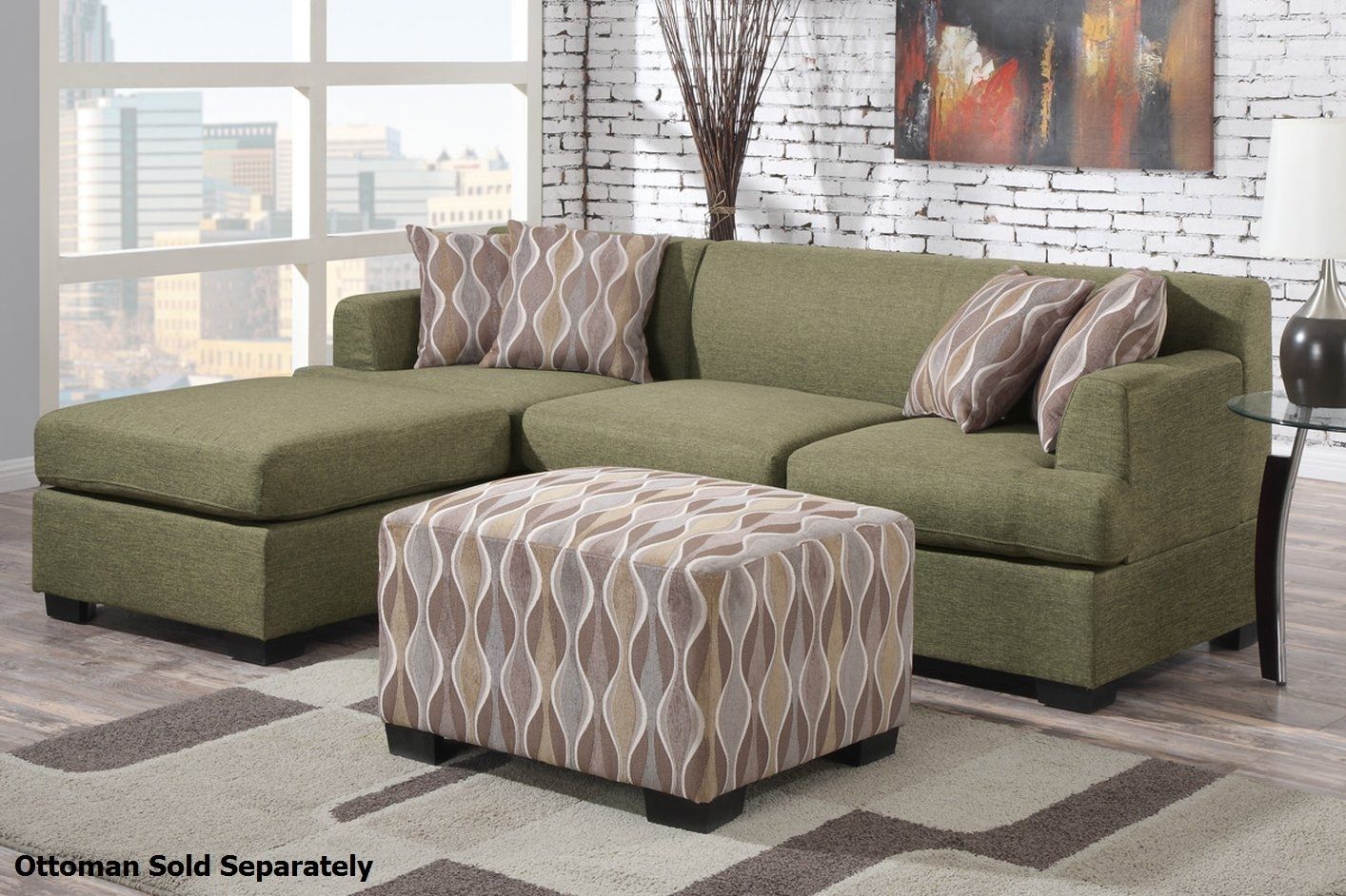 Montreal Ii Green Fabric Sectional Sofa – Steal A Sofa Furniture In Green Sectional Sofas With Chaise (Photo 4 of 10)