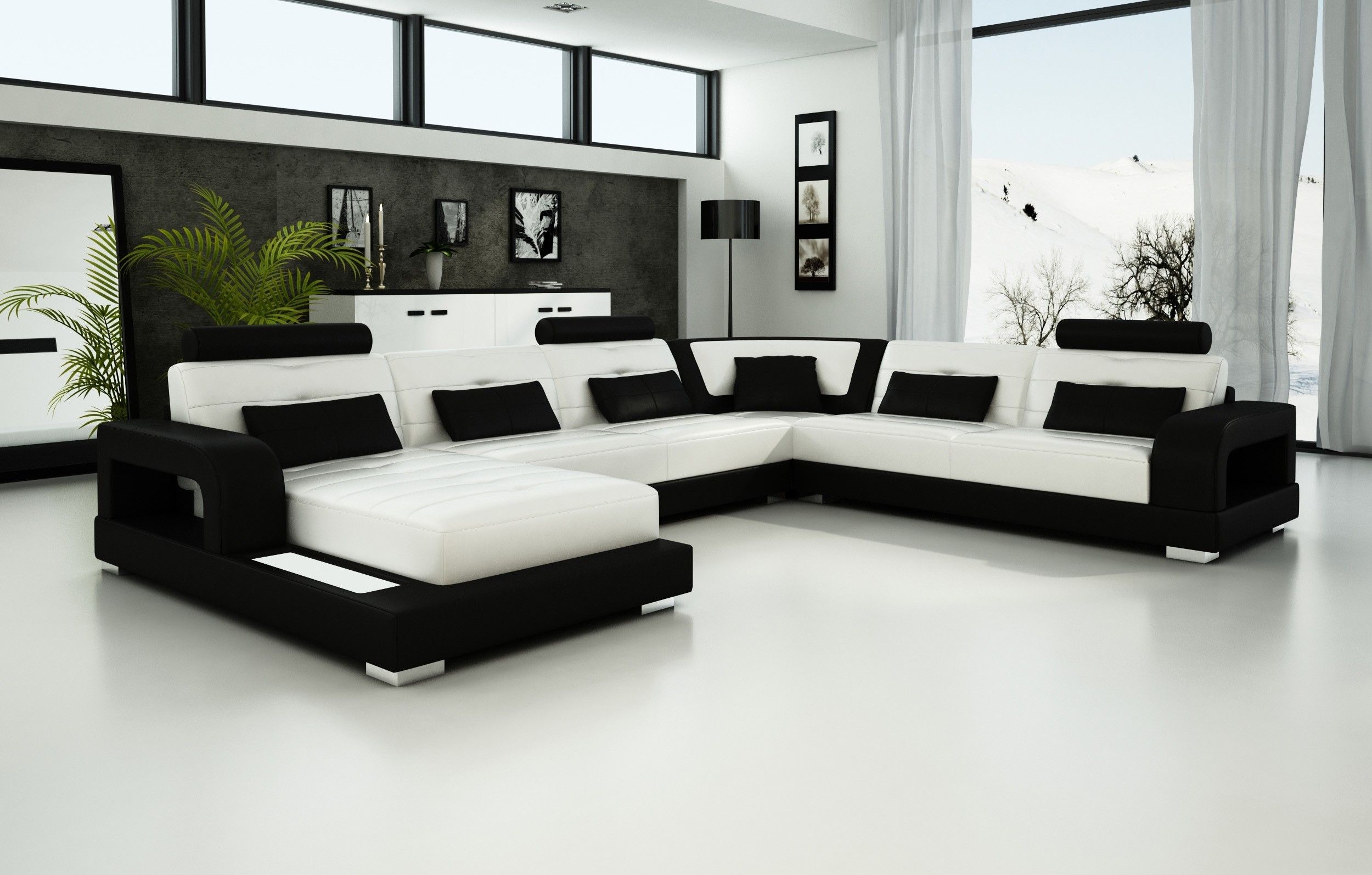 Olympian Sofas Pesaro White Black Leather Sofa – Sectional Sofas Pertaining To Trinidad And Tobago Sectional Sofas (View 8 of 10)