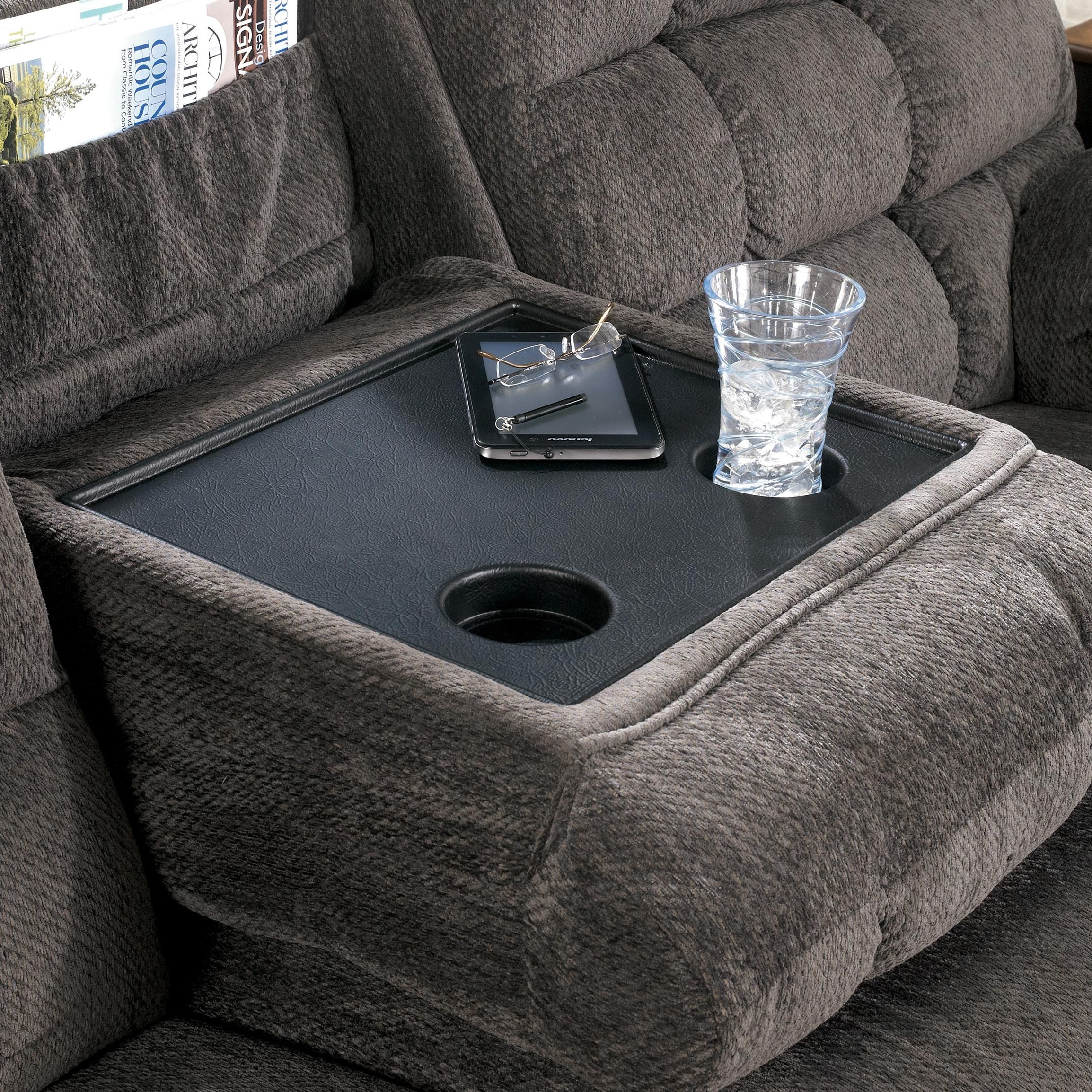 Reclining Sofa With Drop Down Table And Cup Holderssignature With Sofas With Drink Tables (Photo 10 of 10)