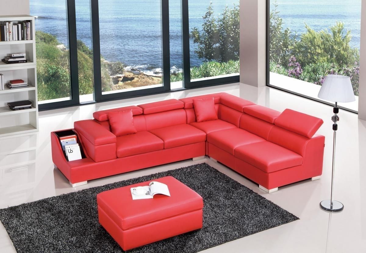 Red Color Sectional Sofa Upholstered In High Quality Leather Austin Regarding Red Leather Sectional Couches (View 8 of 15)