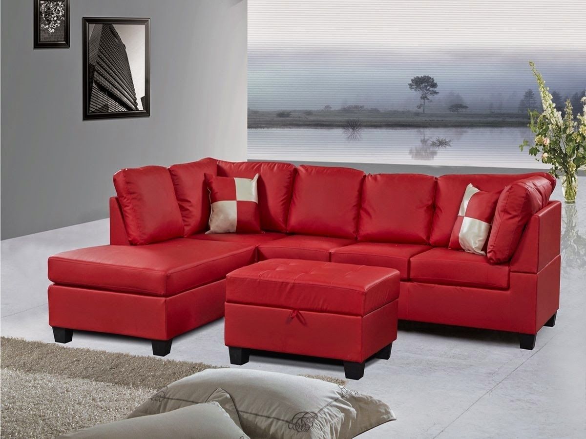 Red Couch: Red Leather Sectional Couch Pertaining To Red Leather Sectionals With Chaise (Photo 8 of 15)