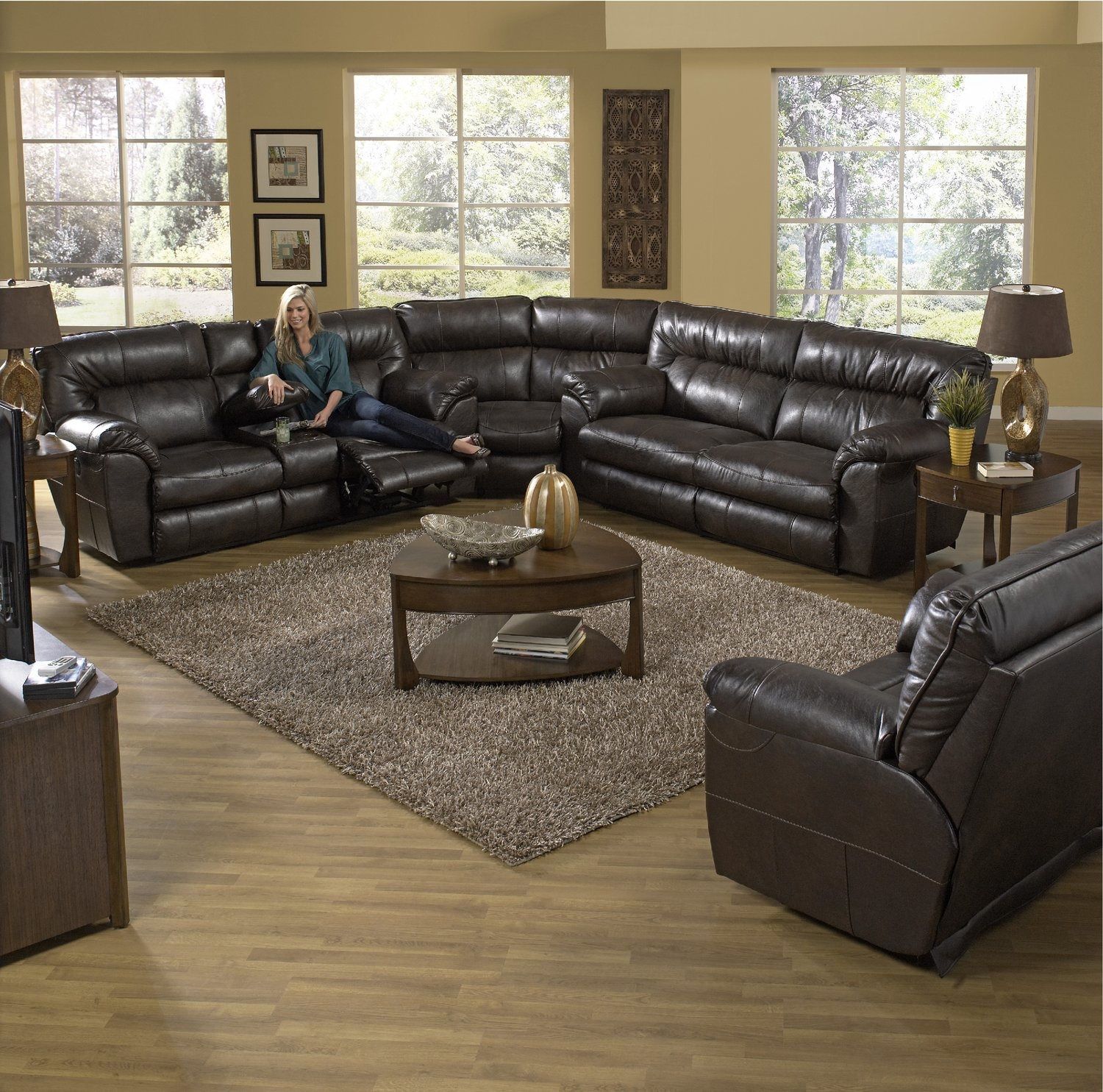 Ryan 3 Piece Reclining Sectional | Hom Furniture With Duluth Mn Sectional Sofas (View 3 of 10)