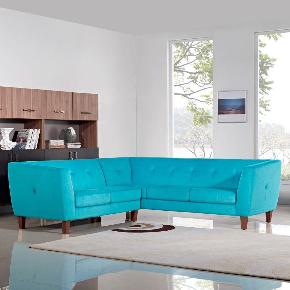 Sale: $1850.03 Aqua Sectional Sofa | Bondi Blue Fabric | Sectional Inside Aqua Sofas (Photo 9 of 10)