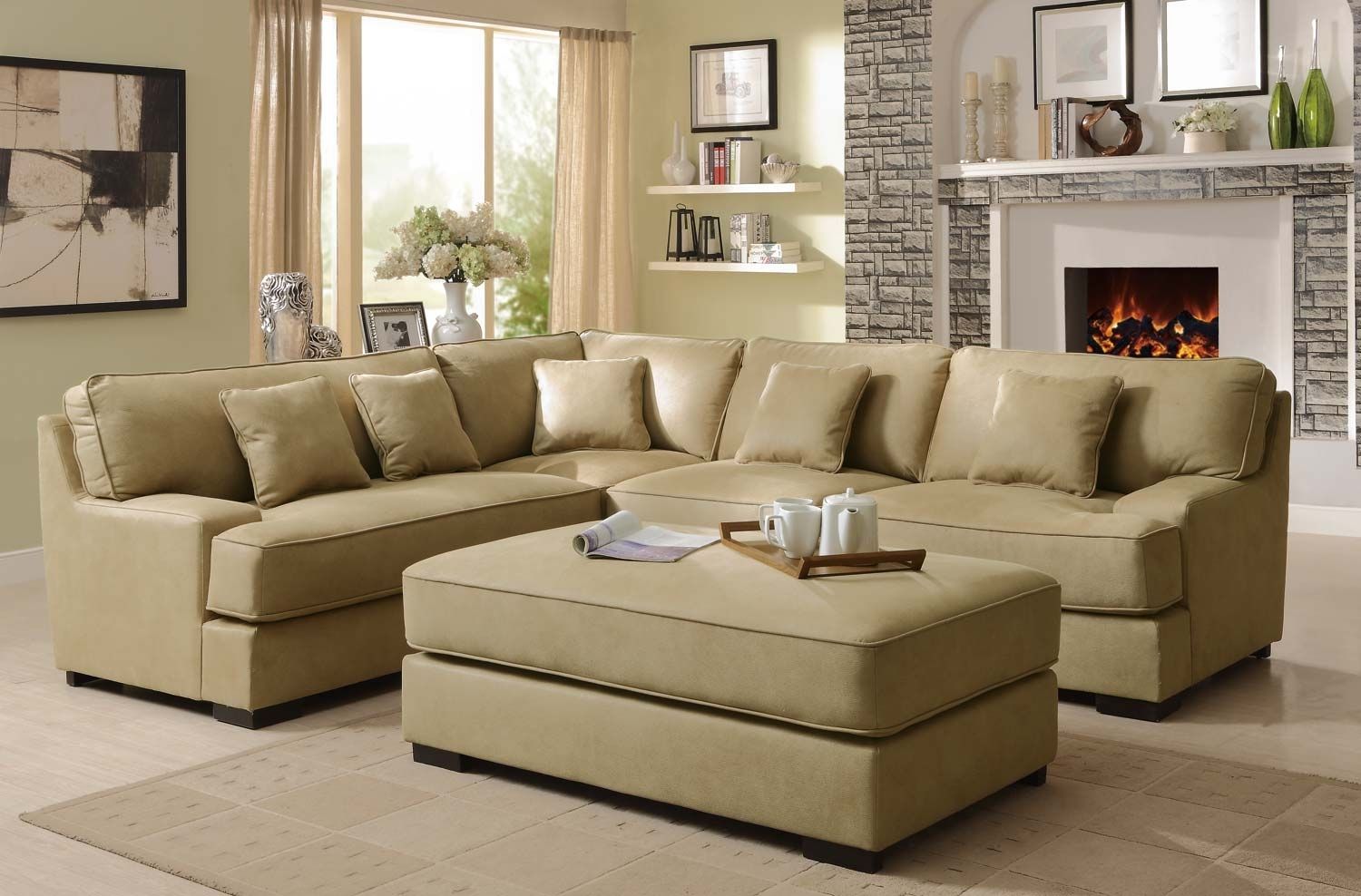 Sectional Sofa Design: Amazing Beige Sectional Sofas Beige Leather Throughout Beige Sectional Sofas (Photo 6 of 15)