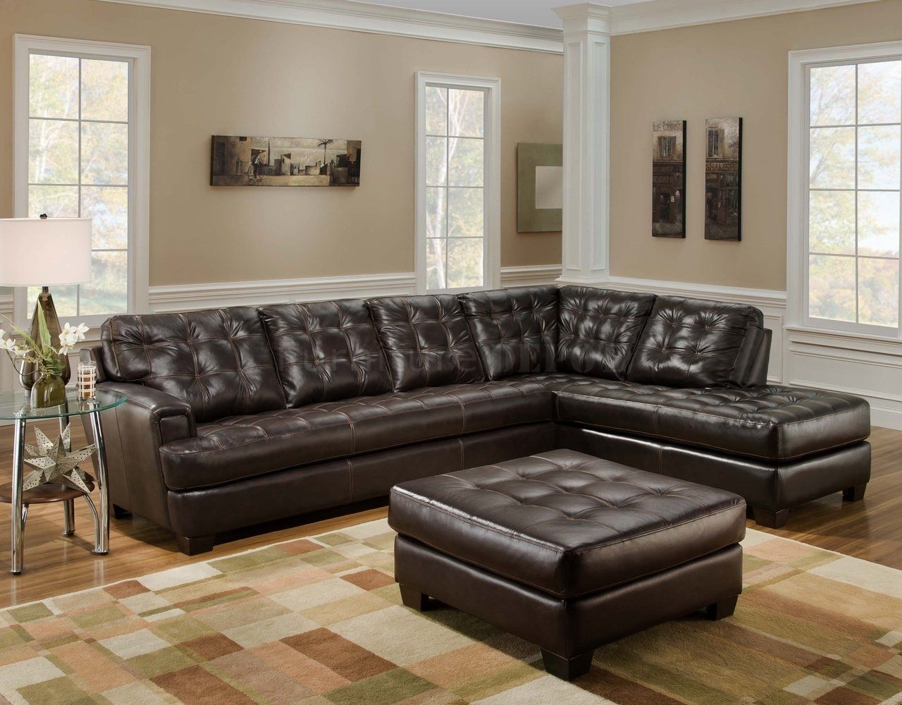 Sectional Sofa Design: Awesome Leather Sectional Sleeper Sofa Within Leather Sectionals With Chaise And Ottoman (View 2 of 15)