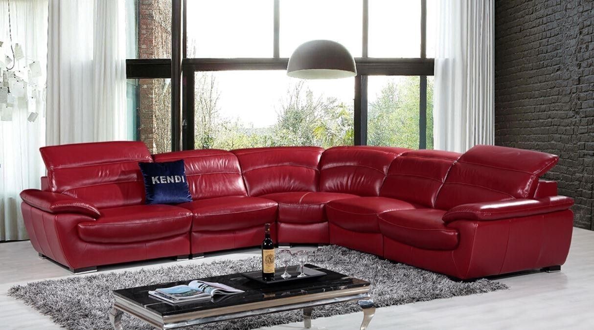 Sectional Sofa Design: Good Looking Red Leather Sectional Sofa In Red Leather Sectional Couches (View 4 of 15)