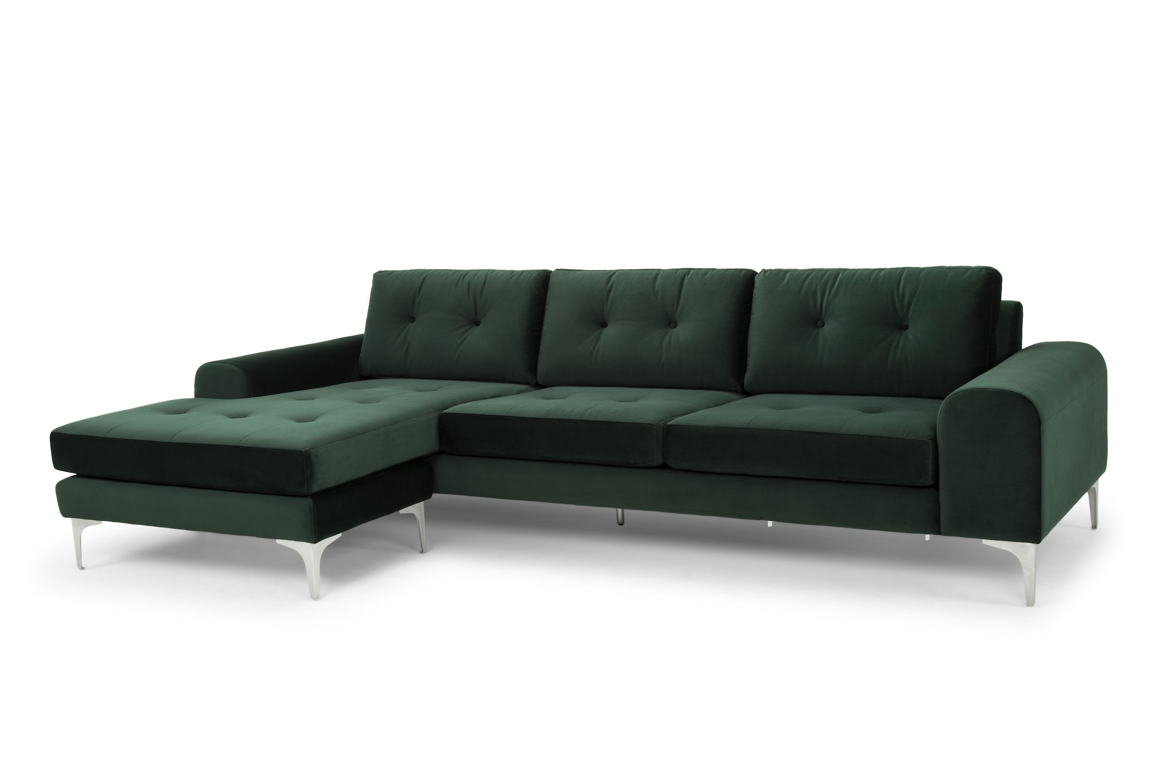 Sectional Sofa In Emerald Green And Brushed Stainless – Reversible Pertaining To Visalia Ca Sectional Sofas (View 3 of 10)