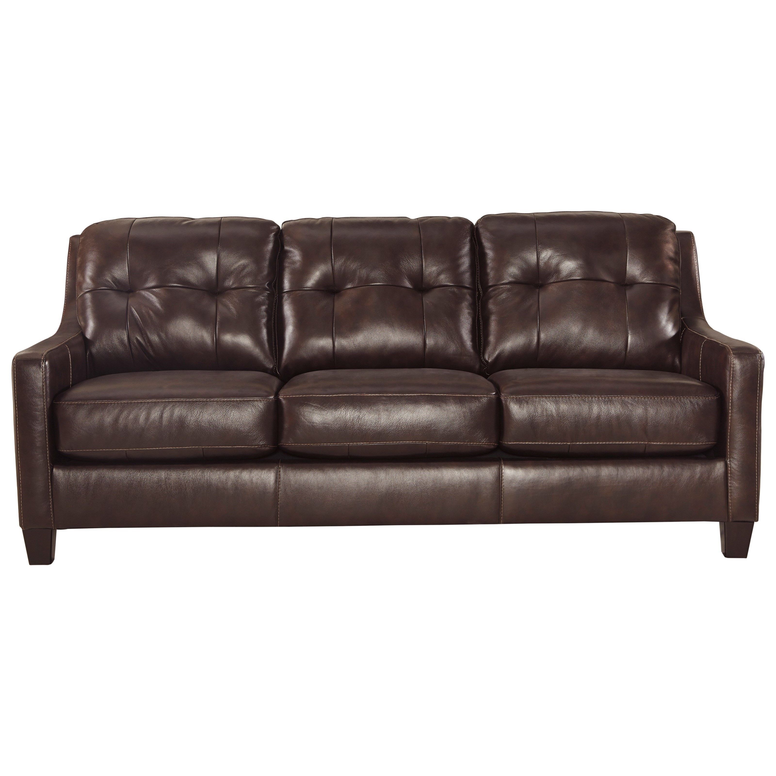 Signature Designashley O'kean Contemporary Leather Match Sofa Regarding Ashley Tufted Sofas (View 7 of 10)