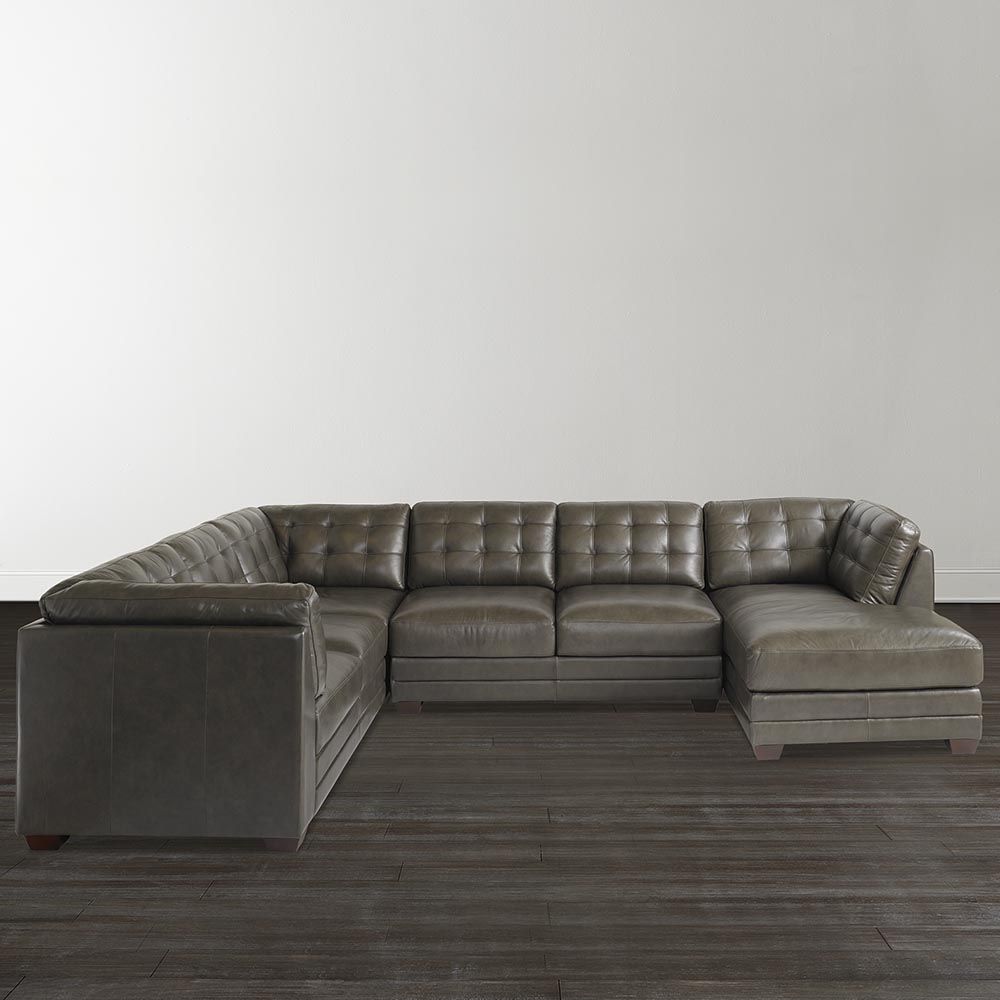 Slate Grey Leather U Shaped Sectional Inside Gray U Shaped Sectionals (View 9 of 15)