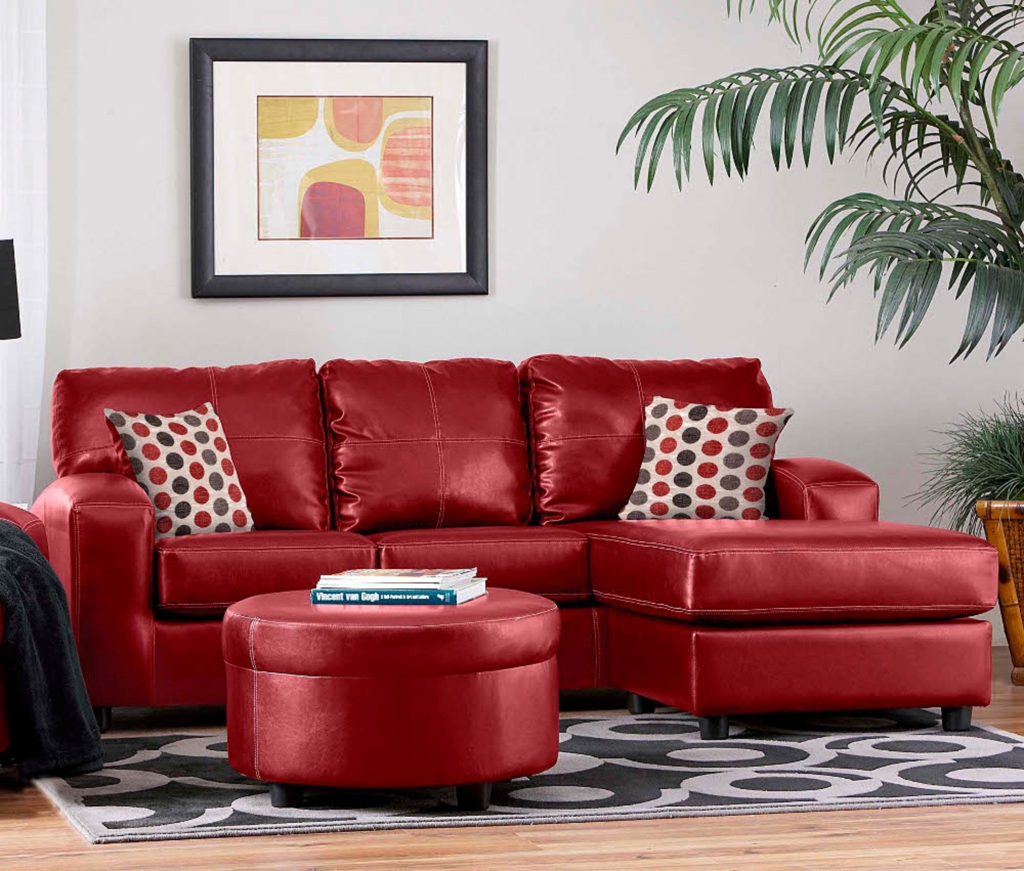 Small Red Leather Sectional Sofa Ezhandui Within Small Red Leather Sectional Sofas 