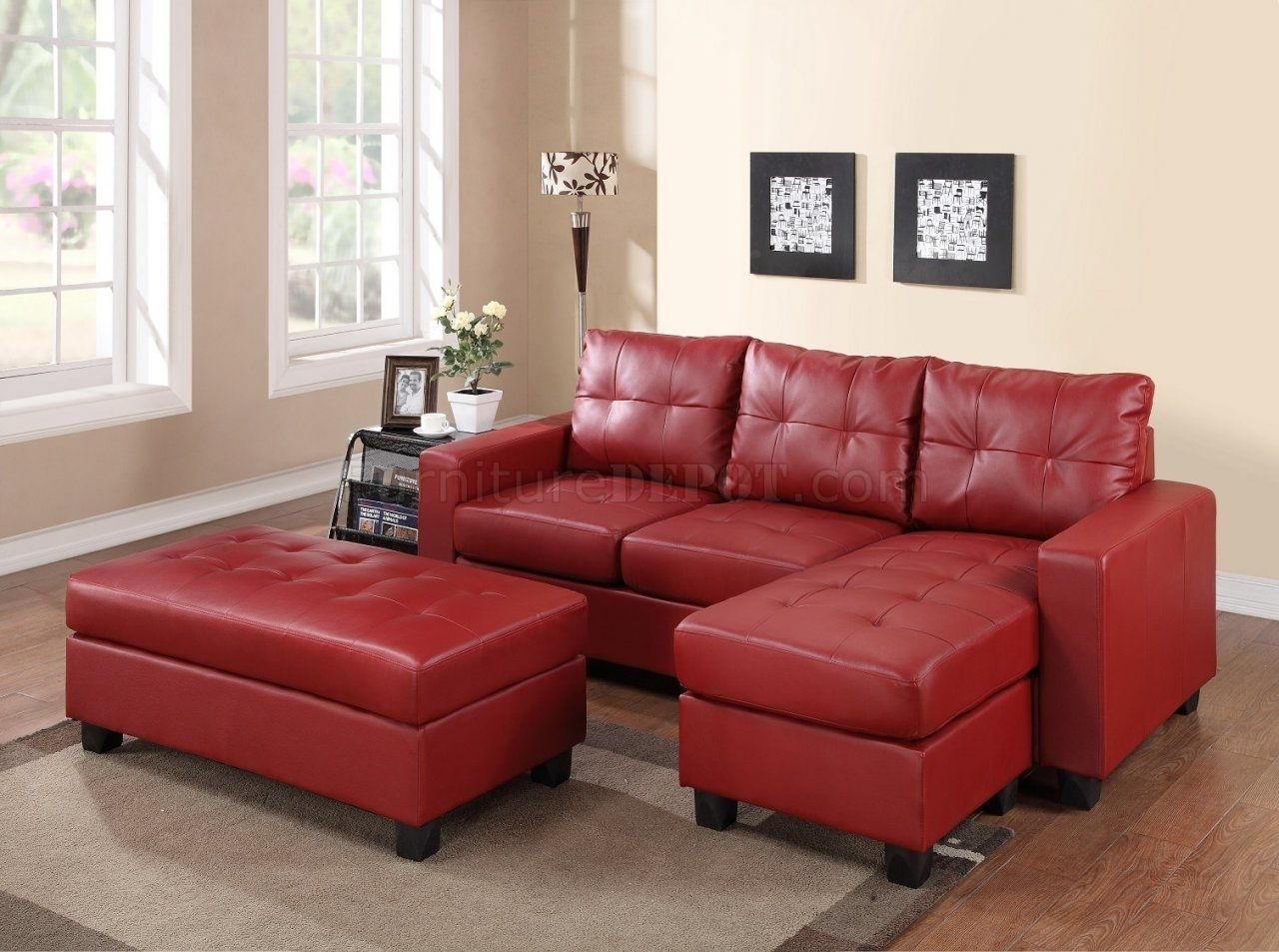 Sofa : Fabric Sectional Sofas Tan Reclining Sectional Red Fabric With Red Leather Sectional Couches (View 9 of 15)