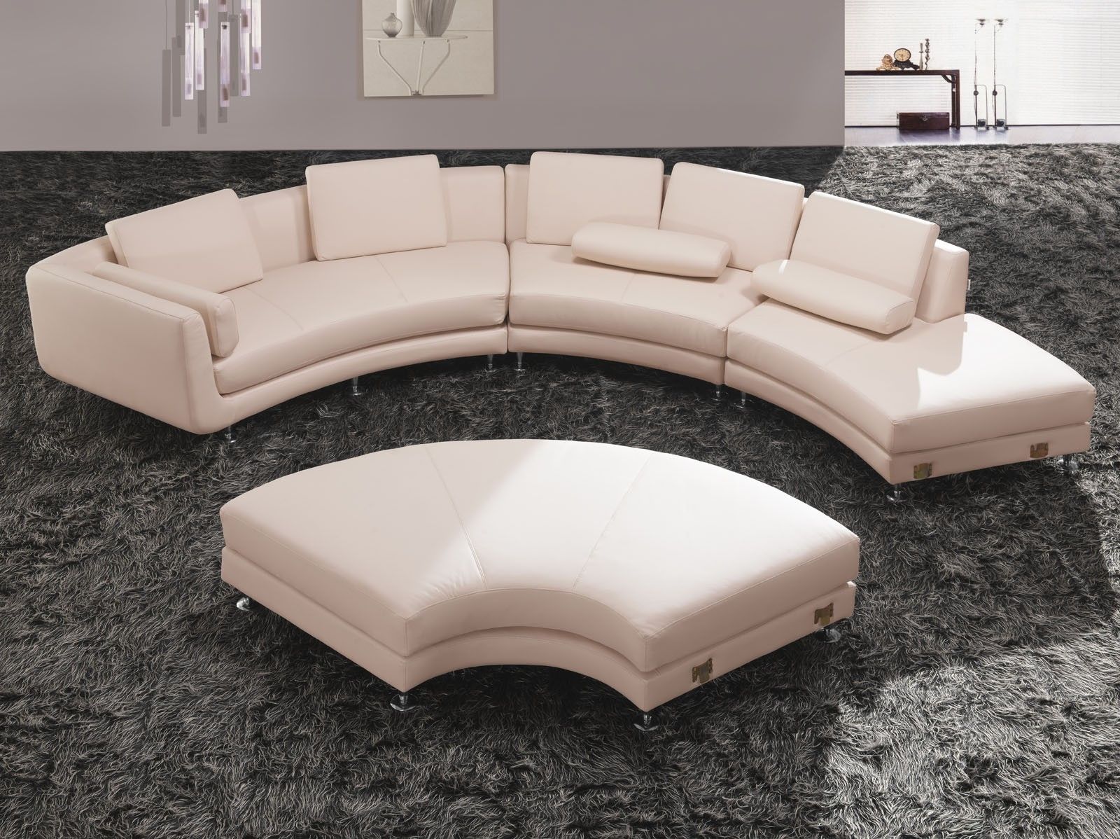 Sofa : Glamorous Round Sectional Sofa Bed Curved Leather Tufted Intended For Round Sectional Sofas (View 5 of 10)