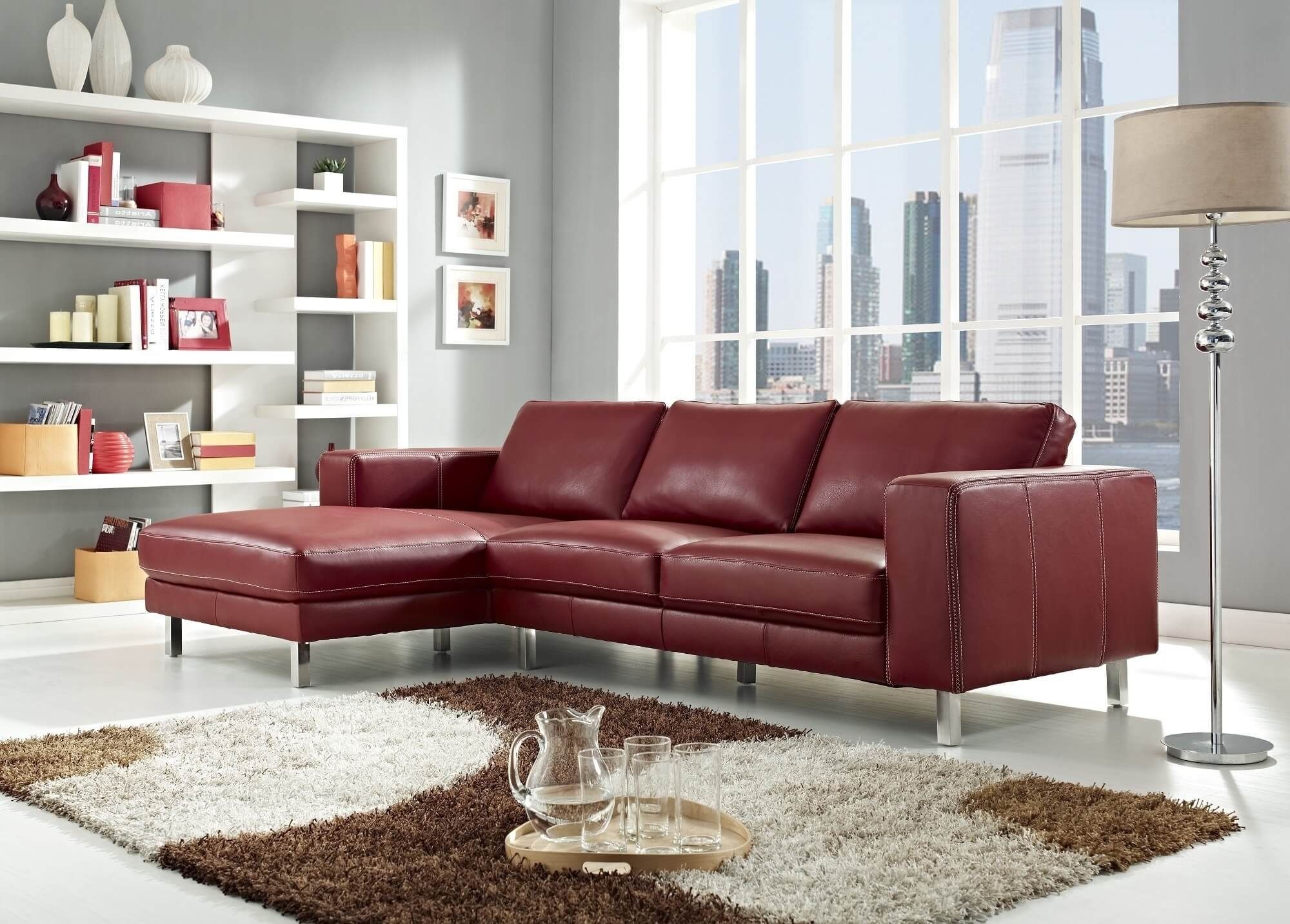 Stylish Modern Red Sectional Sofas Regarding Red Leather Sectionals With Chaise (View 7 of 15)