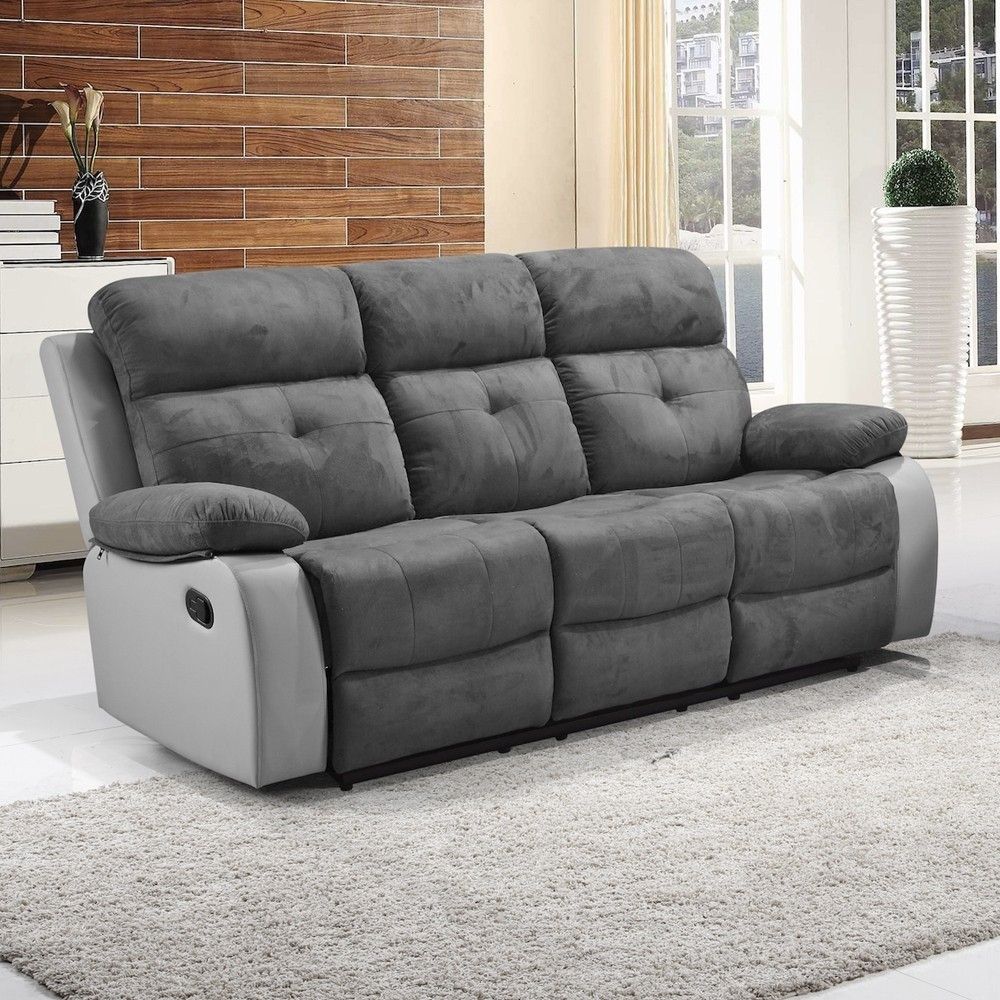 Suede Leather Reclining Sofa | Catosfera Within Faux Suede Sofas (Photo 5 of 10)
