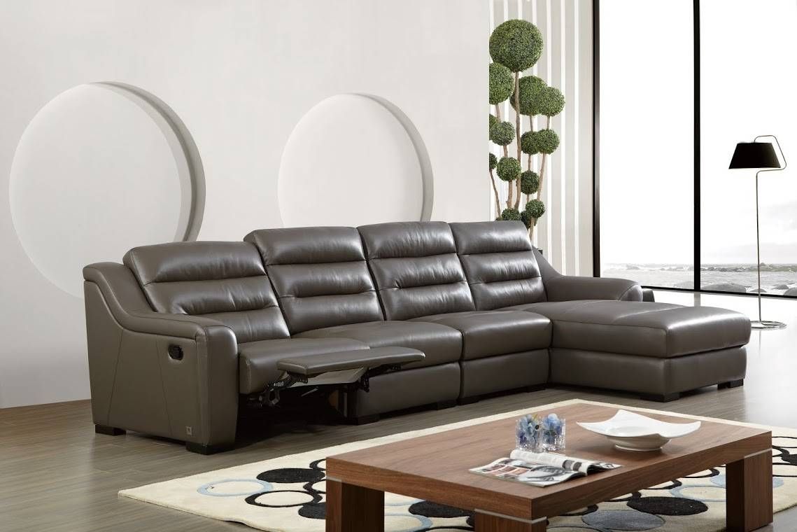 Top Grain Leather Ribbed Sectional Sofa With Recliner San Antonio Within Sectional Sofas In San Antonio (Photo 1 of 10)