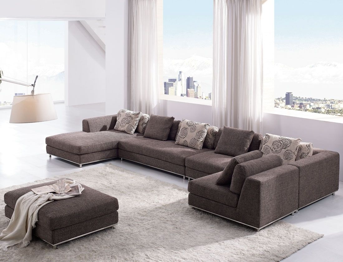 Tosh Furniture Contemporary Modern Brown Fabric Sectional Sofa Regarding On Sale Sectional Sofas (View 10 of 10)