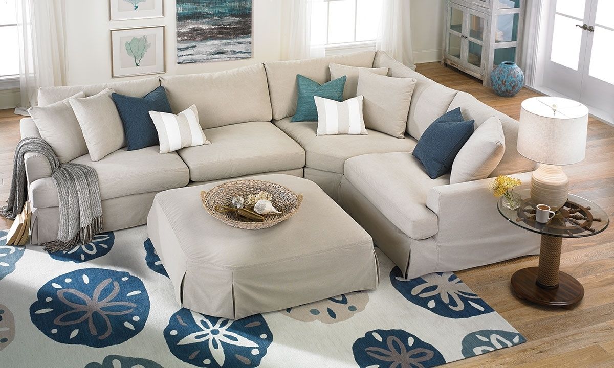 Two Lanes Alpha Flare Arm Slipcovered Sectional | Haynes Furniture In Haynes Sectional Sofas (View 7 of 10)