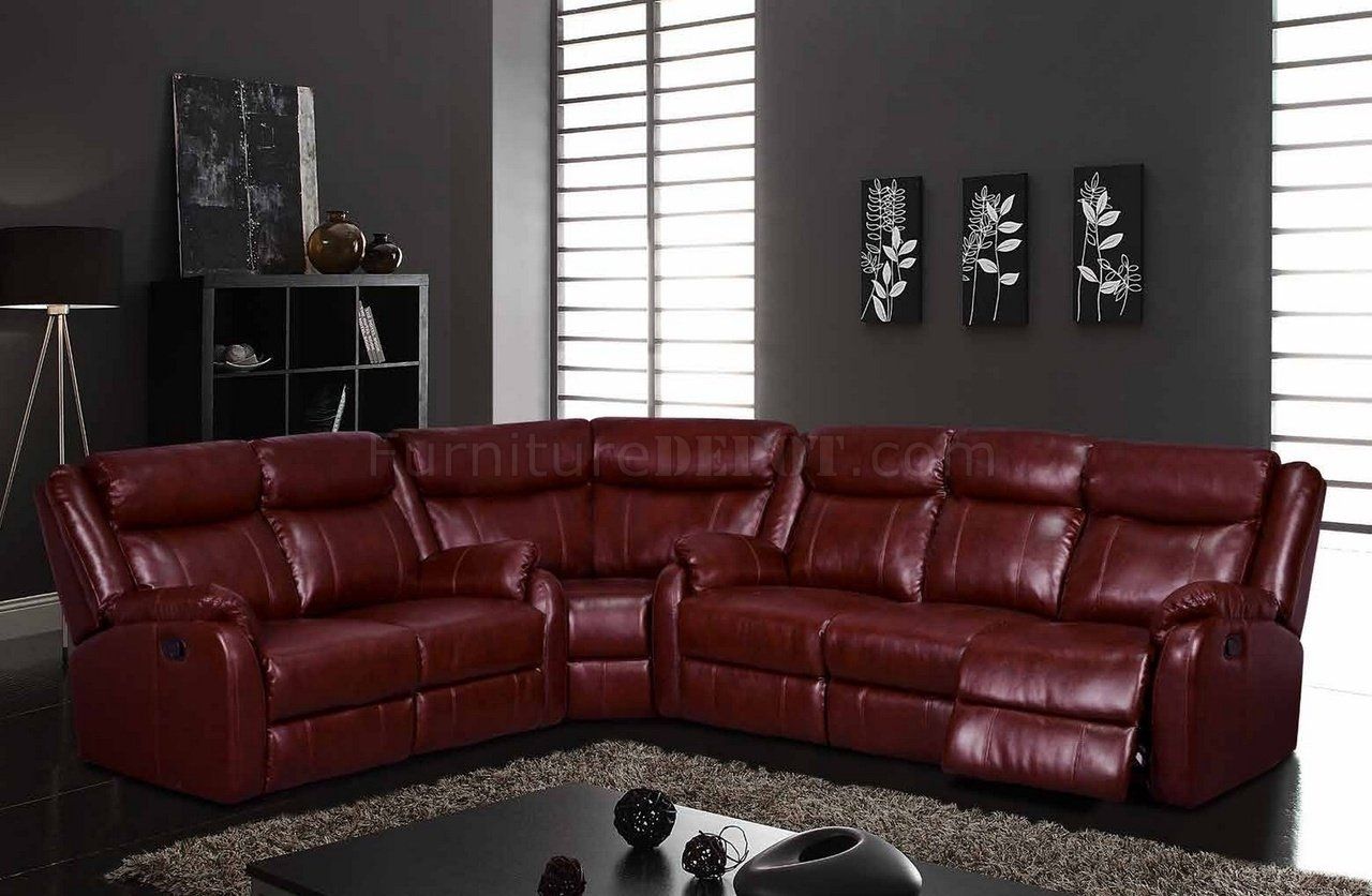 U9303 Motion Sectional Sofa In Burgundyglobal Regarding Leather Motion Sectional Sofas (Photo 10 of 10)