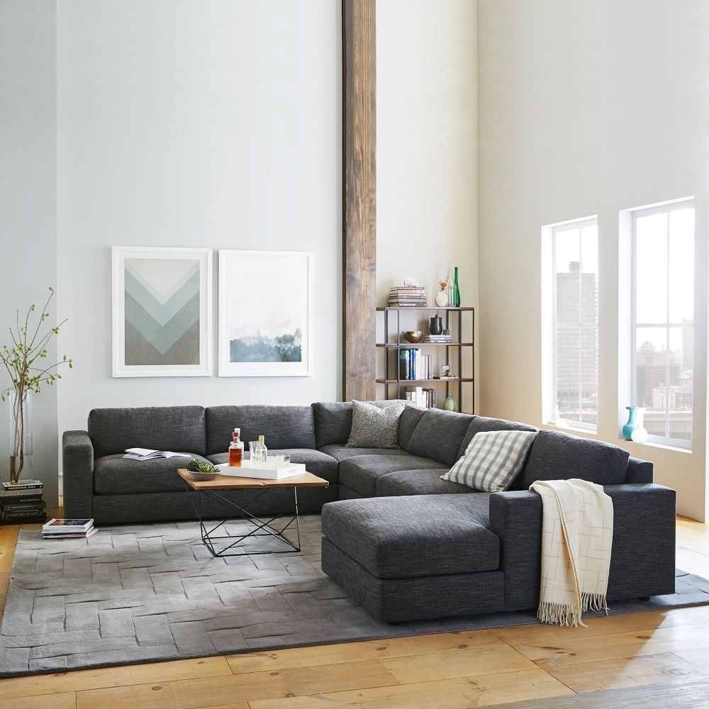 Urban 4 Piece Chaise Sectional – Charcoal (heathered Tweed) | West With West Elm Sectional Sofas (Photo 3 of 10)