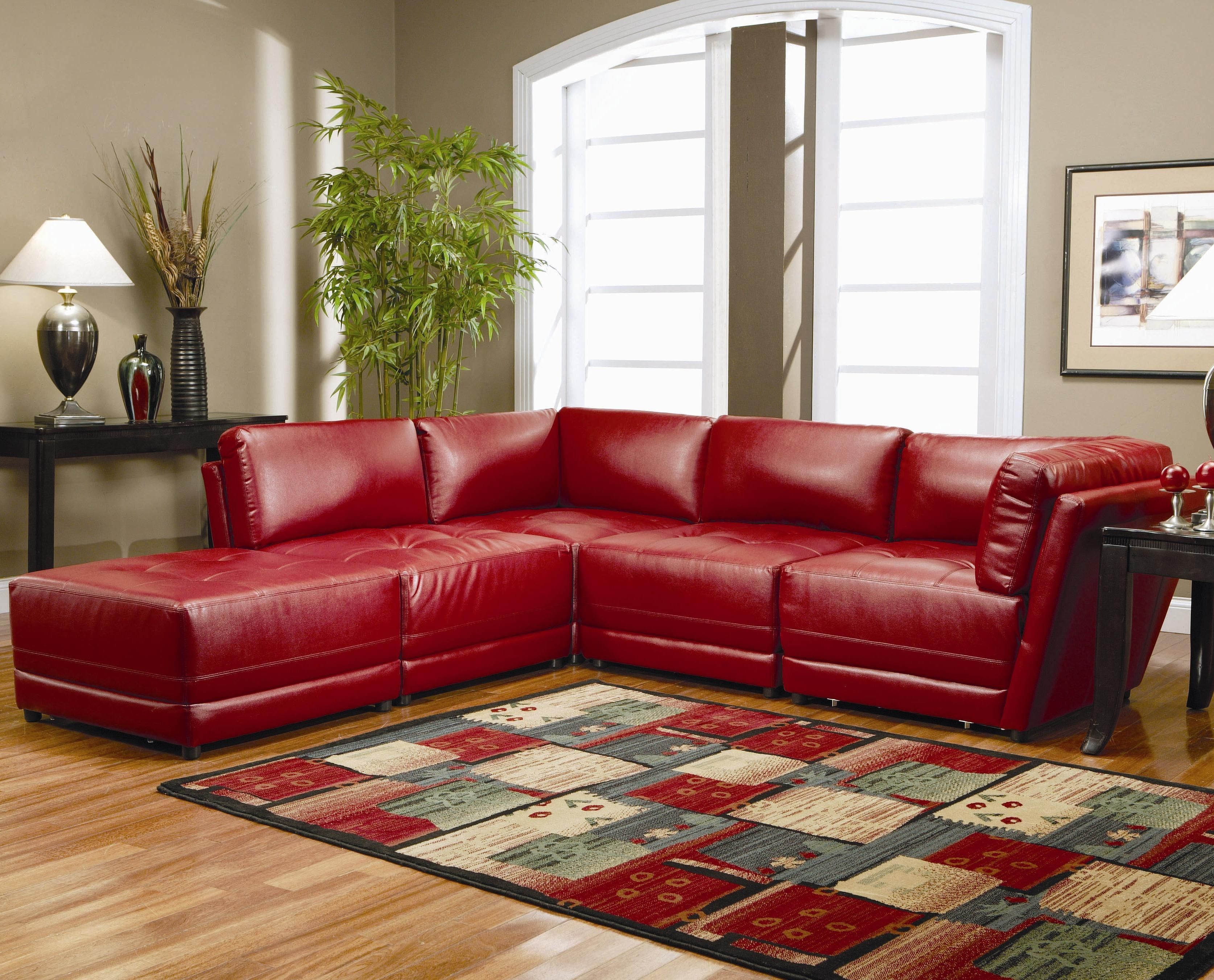 red leather sectional sofa