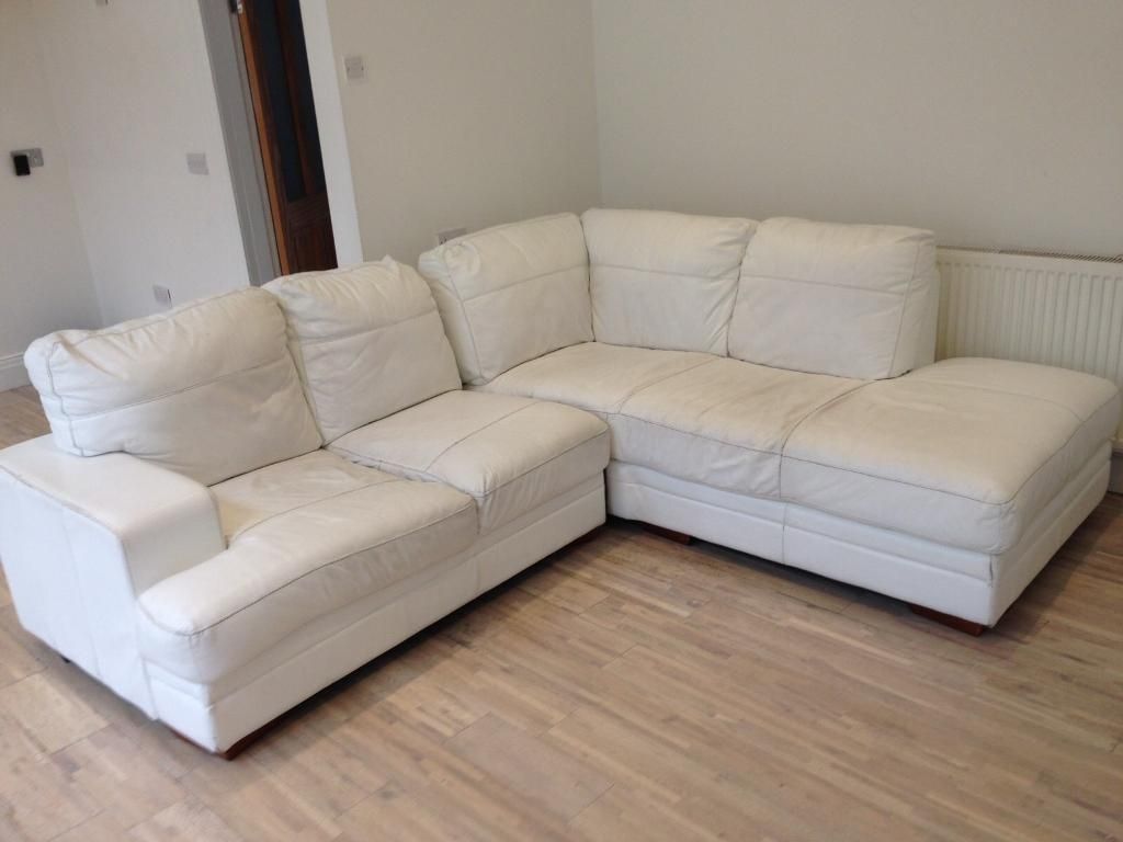 second hand white leather corner sofa