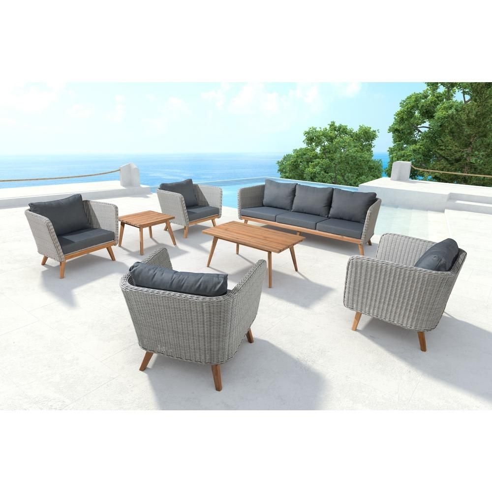 Zuo Grace Bay Patio Sofa In Natural And Gray 703749 – The Home Depot Within Patio Sofas (Photo 1 of 10)