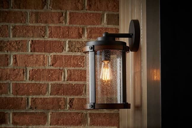 Barrington 13" 1 Light Outdoor Wall Light In Distressed Black & Wood Throughout Outdoor Wall Lighting At Kichler (View 6 of 10)