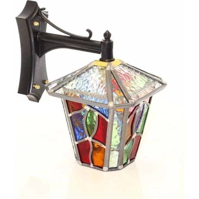 Decorative Multi Coloured Stain Glass Outdoor Wall Lantern In Stained Glass Outdoor Wall Lights (View 1 of 10)