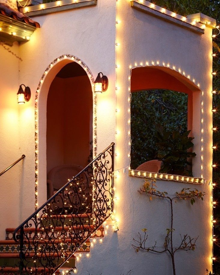 Diy: A Starry Night Holiday Light Display | Spanish Style, Spanish Inside Hanging Outdoor Lights On Stucco (Photo 1 of 10)